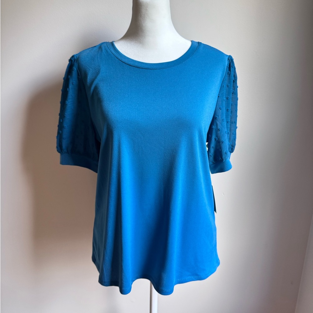 CeCe Essential Short Sleeve Top Women’s Blouse‎ Size Medium Deep Turquoise NWT